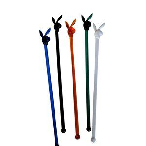 5 Multicolored Vintage 1970's "The Playboy Club" Bunny Swizzle Sticks Stirrer